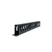 Angled view of the black metal COTE CWM-1UFM 1U cable management rack with cut-out fingers.