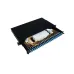 Angled view of COTE FPP-LC-24P 24 Port LC Type Fiber Patch Panel with open tray showing fiber connections and LC ports aligned in front