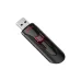 SanDisk Cruzer Glide CZ600 USB flash drive with black body and red sliding connector on white background.