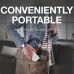 Lifestyle view of the Seagate One Touch 5TB Portable HDD being placed in a leather bag, highlighting its compact design.