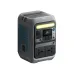 Angled view of Anker SOLIX C300 Portable Power Station with handle, dual AC outlets, USB ports, and battery display.