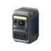 Front view of Anker SOLIX C300 Portable Power Station with gray-blue design, LED strip, and cooling vents.