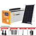 Front view of EcoSONIC SL82-L2 300W Portable Power Station with digital display, ports, solar panel, and included accessories.