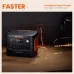 Front lifestyle view of the Jackery Explorer 1000 v2 1500W Portable Power Station connected to a wall outlet for fast charging