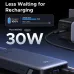 UGREEN PB532 power bank with 30W fast recharging and a comparison graphic showing shorter recharge time than a 20W charger.