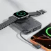 Acefast M40 22.5W 10000mAh Power Bank wirelessly charging a smartwatch and smartphone.