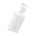 White Anker power bank with dual built-in Type-C cables and LED display showing battery percentage in minimal design
