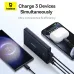 Angled view of Baseus EnerZest P1 Ultra Thin 10000mAh Power Bank charging multiple devices simultaneously.