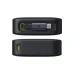 Slim portable power bank showing integrated cable slot, USB output port and compact rounded body design
