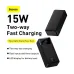 Front view of Baseus PPBD30 Bipow Digital Display 15W 30000mAh Power Bank showing fast charge features and specs