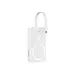 Baseus PPCXM10T white portable power bank with integrated cable, compact body and magnetic wireless charging pad