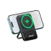 Black BWOO BO-P33 magnetic power bank attached to a smartphone, standing horizontally with kickstand, showing 