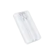 White BWOO BO-P49 power bank with two integrated flat cables, one Lightning and one USB-C, recessed into the casing.
