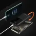 The BWOO BO-P60 power bank charging two smartphones simultaneously via its integrated orange cable and a separate white cable.