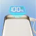 Close-up front view of BWOO BO-P80 10000mAh 22.5W Magnetic Power Bank with Built-In Cable displaying 100% battery indicator on top