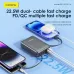 Top-down promotional view of Foneng PX116 20000mAh 22.5W Power Bank showing dual cable fast charging of multiple devices simultaneously