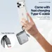 Lifestyle hand view of Foneng PX137 10000mAh 35W Power Bank With Built-in Type-C demonstrating charging phone using built-in cable