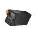 DB100-Harmony power bank with multiple USB ports, USB-C in/out, LED display, and orange carry handle on white background