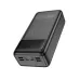 Bottom angled view of black Hoco DB81A Power Bank showing multi-port layout, dual Type-C slots, and front 65W branding.