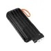 Rear perspective of black Hoco J151A Power Bank showing four detaching integrated cables and orange hanging loop.