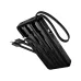 Rear perspective of Hoco J156 Power Bank showing three integrated charging cables pulled out and side certification details.