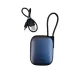 Angled view of metal gray Hoco Q49 Power Bank hanging from its attached braided lanyard strap against a white background.