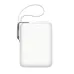 Slim white JR-PBF27 Pro power bank with LED display and integrated cable, compact design with hanging strap detail
