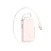 pink power bank with LED display, built-in Type-C cable, compact design and portable fast charging support