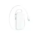 White compact power bank with digital battery display, integrated Type-C cable and sleek portable design