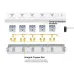 Exploded view of Huntkey DMC502 Power Strip showing child-protective shutters and integral copper bar design.