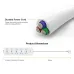 Cross-section view of Huntkey DMC502 Power Strip showing durable heavy-duty cord and labeled product dimensions.