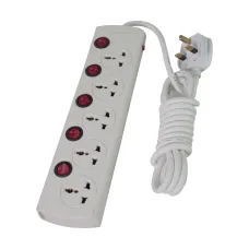 Nano MBS 405 5-Port Power Strip White (3 Pin Power Plug)