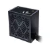 Angled view of 1STPLAYER AR PS-650AR 650W Power Supply showing X-pattern mesh grille and sleeved cables for PC builds.