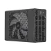 A black Corsair HX1500i 1500W power supply unit with a fan grille, power switch, and AC power inlet on the rear.
