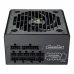 Top view of Cougar GR750 PSU with large cooling fan, protective grill and signature Cougar logo at the center