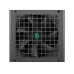 Top view of DeepCool PF700X Power Supply with grid ventilation, cooling fan, and turquoise logo at center hub.