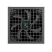 Fan-side view of DeepCool PN1000M Power Supply with black casing, grid grill, and turquoise logo at center.