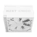 Top view of NZXT C1000 PSU showing large cooling fan under hex mesh grill with subtle branding and minimal aesthetic design