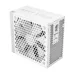 Angled front view of white NZXT C1000 power supply with honeycomb mesh, cooling fan, and clean minimal design finish