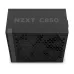 NZXT C850 black power supply top and fan view with hexagonal mesh grille and visible cooling fan in a minimal design
