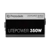Side view of Thermaltake Litepower 350W Power Supply highlighting Litepower Series branding and 350W label.