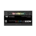 Side view of Thermaltake Toughpower iRGB Plus 850W PSU with RGB light strip and 80 Plus Platinum efficiency label