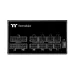 Modular panel of Thermaltake Toughpower iRGB Plus 850W PSU with labeled ports for ATX, CPU, PCIe, SATA connections