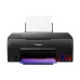 Canon Pixma G670 Color Printer shown in front view with MegaTank ink system and printed photo output.