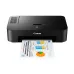 Black Canon PIXMA TS207 printer with a page containing a chart and text partially printed and extending from the front.