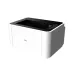Front view of Deli P1820W Printer with compact rectangular design, top-loading tray, and control buttons on right side.