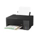 Front angled view of the Epson EcoTank L3310 Multifunction InkTank Printer showing paper loaded in the rear feeder