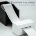 Deli E760DW Thermal Label Printer feature graphic highlighting paperless tray design for efficient label handling.