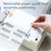 Deli E760DW Thermal Label Printer feature graphic showcasing adjustable paper guide for accurate label alignment.