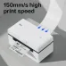 Deli ES341 Thermal Label Printer feature graphic showcasing high-speed 150mm/s printing for efficient label production.